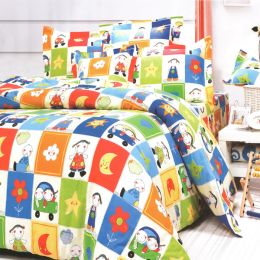 Blancho Bedding - [Happy Friends] 100% Cotton 5PC Comforter Set (Queen Size)