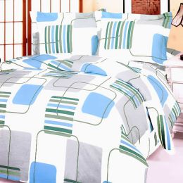 Blancho Bedding - [Blue Fantasy] 100% Cotton 5PC Comforter Set (Full Size)