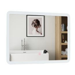 Wall Mounted Rectangle Bathroom LED Mirror Dimmable Touch 3-Color Frameless