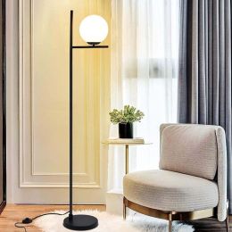 Modern LED Ball Floor Lamp - 9W Frosted Glass Ball Floor Lamp Bedroom Energy Saving Floor Lamp