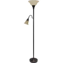 Metal Torch Floor Lamp Combo; Bronze