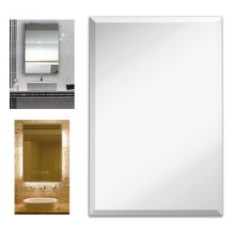 Large Simple Rectangular Streamlined 1" Beveled Wall Mirror | Premium Silver