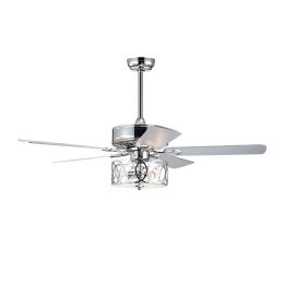 52'' Ceiling Fan with Light and Remote Control;  Ceiling Fan with 5 Blades for Patio Living Room;  Bedroom;  AC Motor; Industrial style;  Chrome