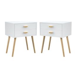 Nightstand set of 2 Bedside Table with 2 Drawers Suitable for Bedroom/Living Room/Side Table (White)