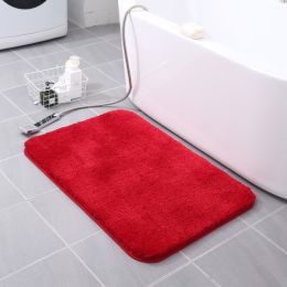 Thickened Plush Entrance Carpet Absorbent Non-slip Soft Kitchen Bathroom Bedroom Living Room Simple Floor Door Mat Home Decor (Color: Red, size: 40x60CM(1.8cm thick))