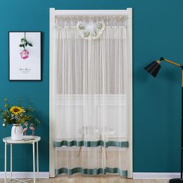 Double Yarn Lace Gauze Door Curtain Over The Door Anti-mosquito Living Room Bedroom Bathroom Universal Partition Home Decoration (Color: green beige yarn, size: 90x200cm)