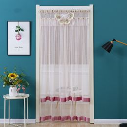 Double Yarn Lace Gauze Door Curtain Over The Door Anti-mosquito Living Room Bedroom Bathroom Universal Partition Home Decoration (Color: pink, size: 90x190cm)