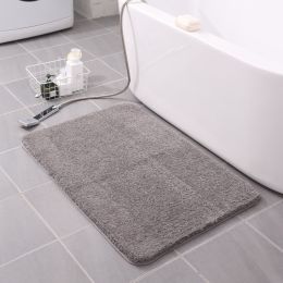 Thickened Plush Entrance Carpet Absorbent Non-slip Soft Kitchen Bathroom Bedroom Living Room Simple Floor Door Mat Home Decor (Color: Grey, size: 40x60CM(1.8cm thick))