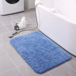 Thickened Plush Entrance Carpet Absorbent Non-slip Soft Kitchen Bathroom Bedroom Living Room Simple Floor Door Mat Home Decor (Color: Blue, size: 40x60CM(1.8cm thick))