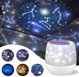 Galaxy Solar System Projector Nightlights 360Â°Rotating 5 Films Kids Star Night Light Projector for Bedroom Home Decoration lamp (Emitting Color: Star Projector B, Ships From: China)