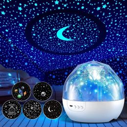 Galaxy Solar System Projector Nightlights 360Â°Rotating 5 Films Kids Star Night Light Projector for Bedroom Home Decoration lamp (Emitting Color: Star Projector A, Ships From: China)