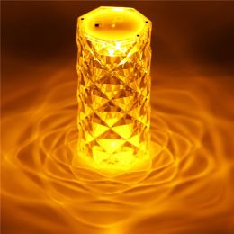 New Acrylic Transparent Crystal Table Lamp Yellow Light Desktop Projector Desk Lamp Night Light Bedside Bedroom Decoration 2# (Emitting Color: yellow)