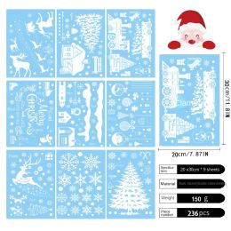 2022 New White Christmas Window Sticker Living Room Bedroom Window Glass Decoration Static Festival Wall Sticker (Color classification: SQ705 (20 * 30 * 9 sheets))