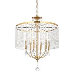 6 - Light Dimmable Crystal Chandelier (Color: Gold)