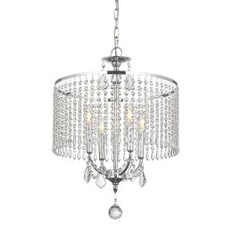 4 - Light Dimmable Crystal Chandelier (Color: Chrome)