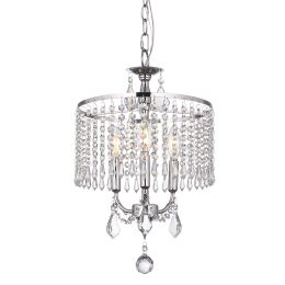 3 - Light Dimmable Crystal Chandelier (Color: Chrome)