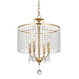 4 - Light Dimmable Crystal Chandelier (Color: Gold)