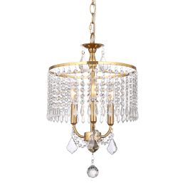 3 - Light Dimmable Crystal Chandelier (Color: Gold)