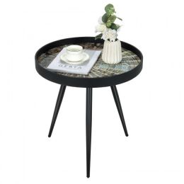 Fashion Simple Style Round Side Sofa Coffee Table (Type: Nightstand, Color: Black)