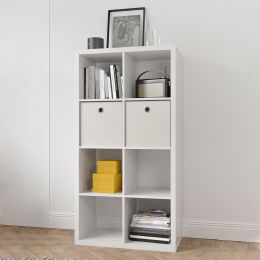 Smart Cube 8-Cube Organizer Storage with Opened Back Shelves; 2 X 4 Cube Bookcase Book Shleves for Home;  Office (Color: White)