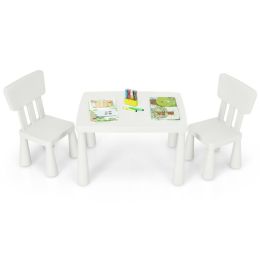 3 Pieces Multi Activity Kids Play Table and Chair Set (Color: White)