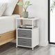 2-Drawers Nightstand With USB Bedroom (Material: PB, Polyester Fabric, Iron, Color: White)