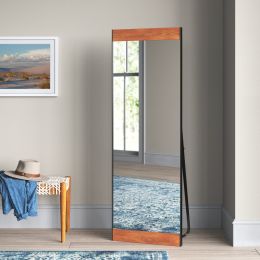 Mid-Century Modern Full Length Mirror, 64"x 21" (Color: Natural)