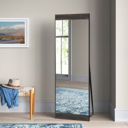 Mid-Century Modern Full Length Mirror, 64"x 21" (Color: Dark Brown)